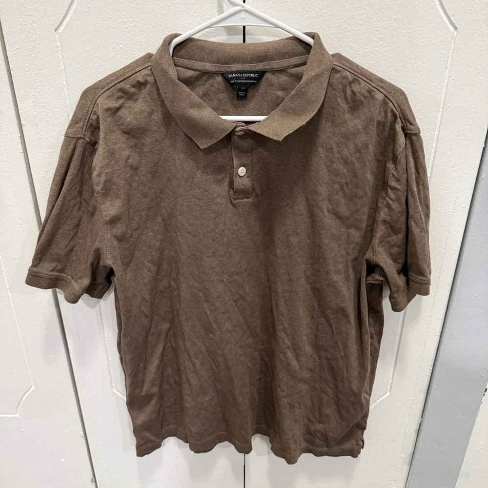 Banana Republic Brown Luxe Touch Performance Short Sleeve Polo